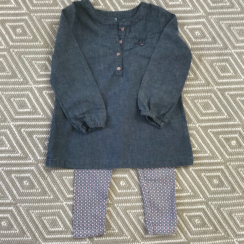 Carters Denim Shirt Dress and Leggings (3T)